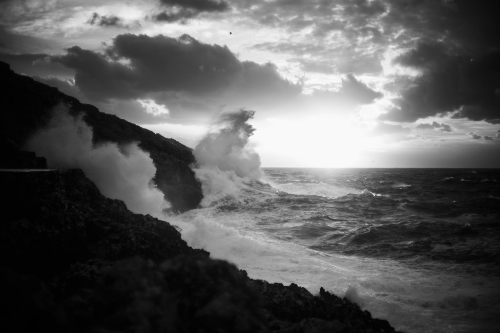 stormy weather and rough sea