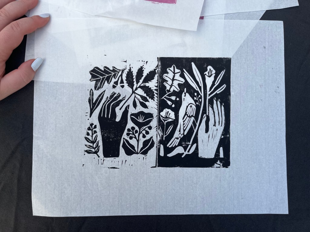 lino print duality black and white